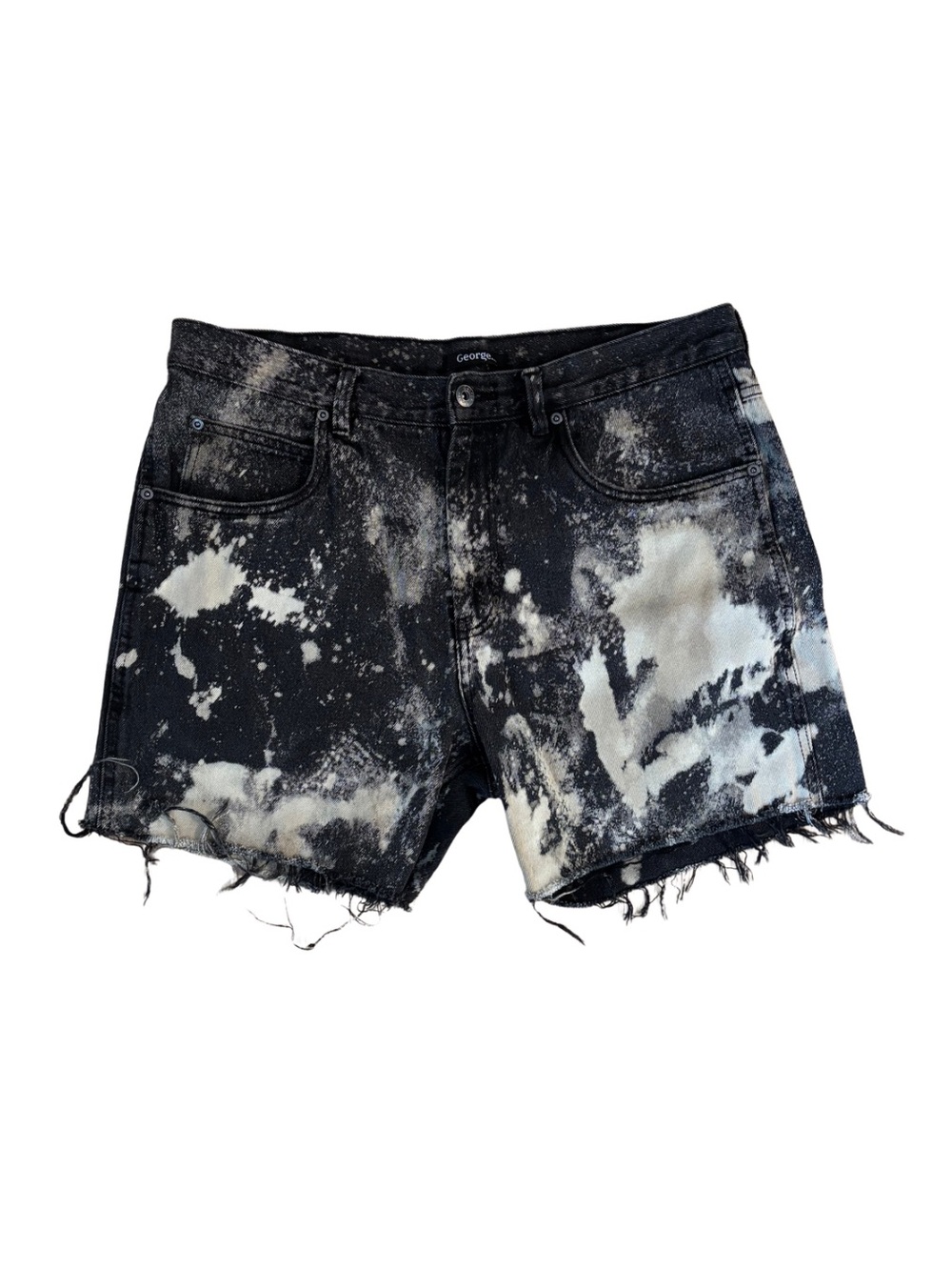 George Bleach-Effect Denim Cutoff Shorts